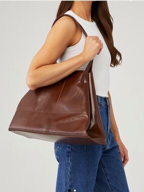 Classic Brown Leather Tote Bag